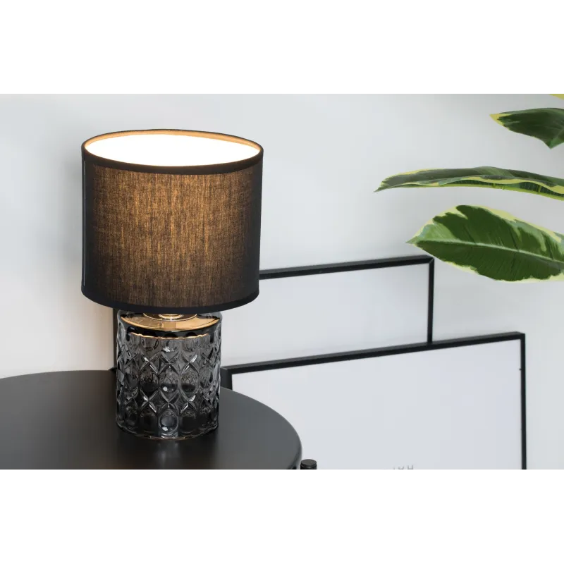 Lampe à poser Crystal Glow max20W E14 Noir/Gris 230V tissu/verre