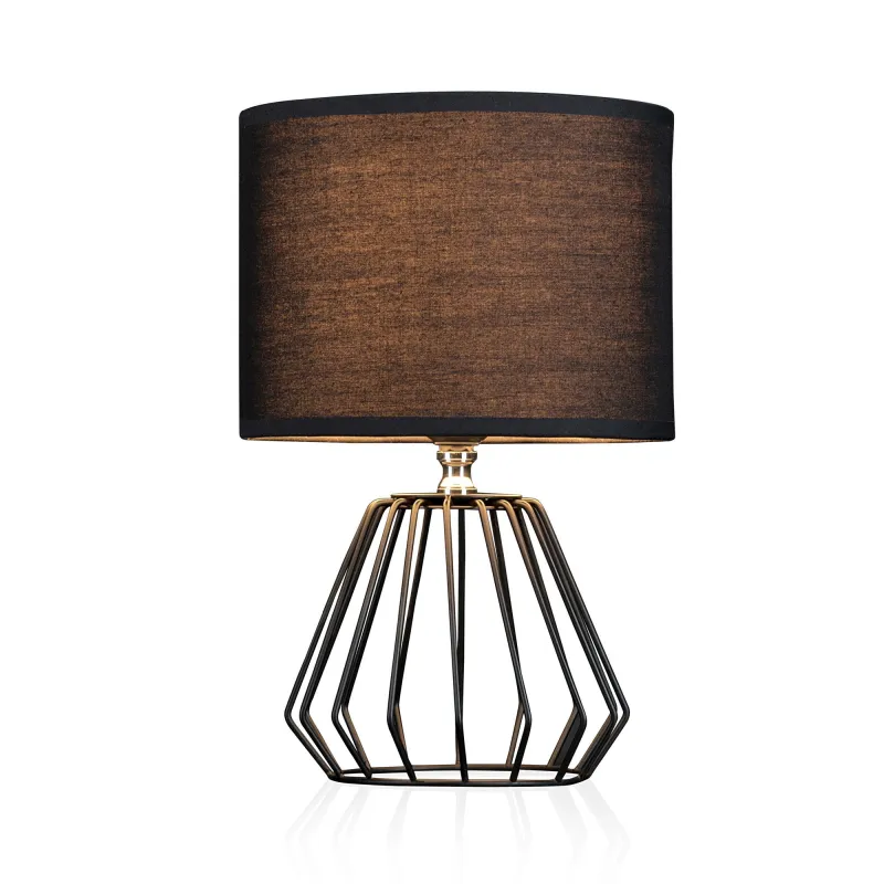 Lampe à poser Shiny Diamond max20W E27 Noir/Noir 230V tissu/alu