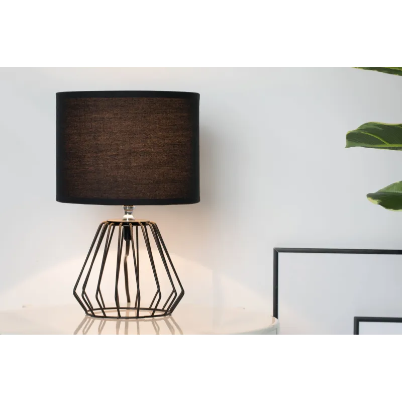 Lampe à poser Shiny Diamond max20W E27 Noir/Noir 230V tissu/alu