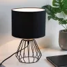 Lampe à poser Shiny Diamond max20W E27 Noir/Noir 230V tissu/alu