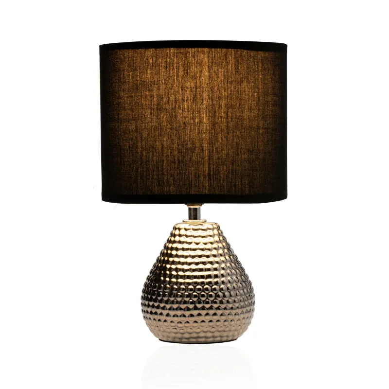 Lampe à poser Sip of silver max20W E14 Noir/Argent 230V tissu/céramique
