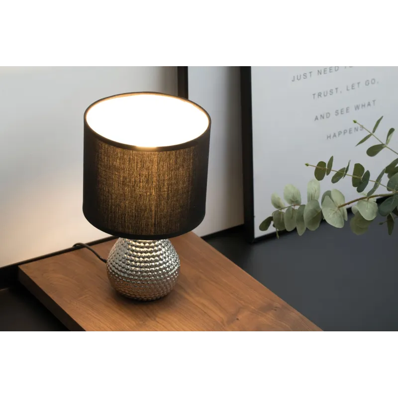 Lampe à poser Sip of silver max20W E14 Noir/Argent 230V tissu/céramique