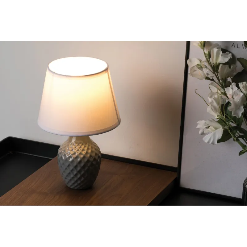 Lovely Sparkle Lampe à poser max20W E14 Blanc/Gris 230V tissu/céramique