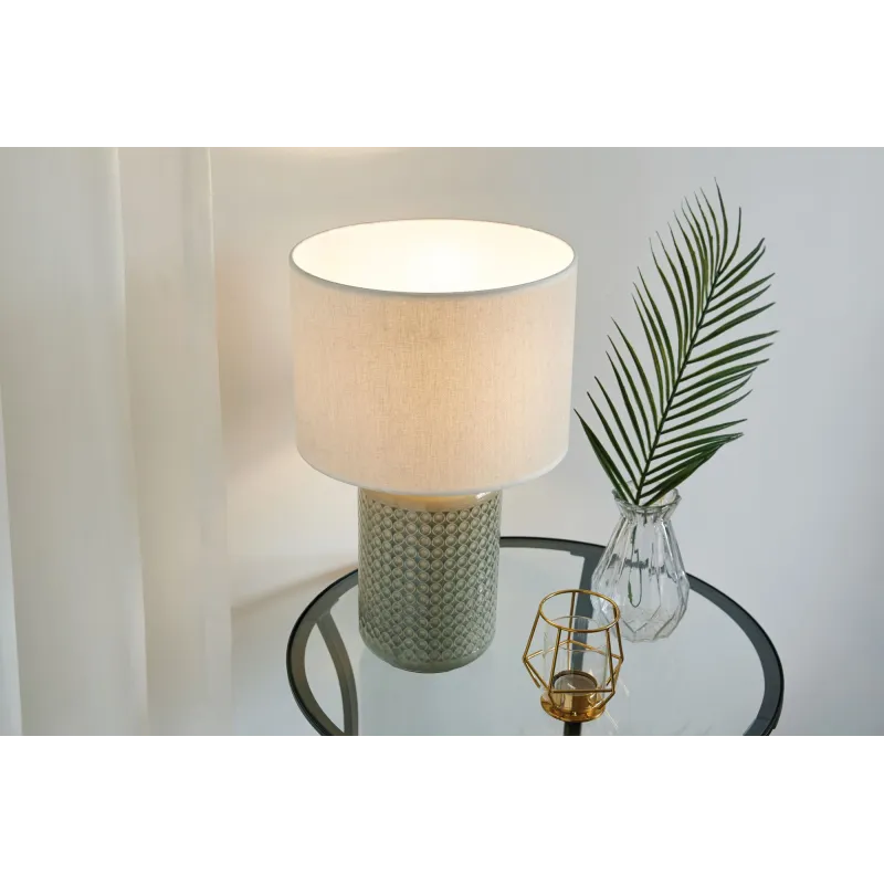 Lampe à poser Go for Glow max20W E27 Beige/Gris/Vert 230V tissu/céramique