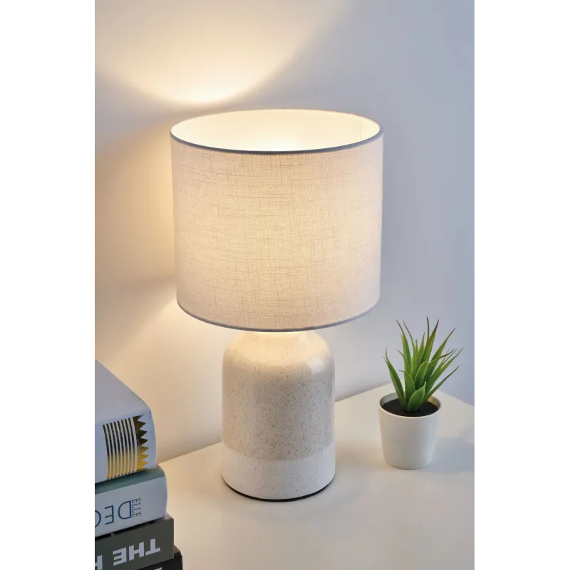 Lampe à poser Sandy Glow max20W E14 Blanc/Beige 230V tissu/céramique