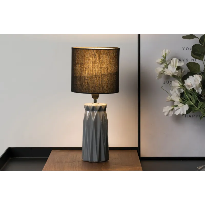 Lampe à poser Sandy Glow max20W E14 Blanc/Gris 230V tissu/céramique