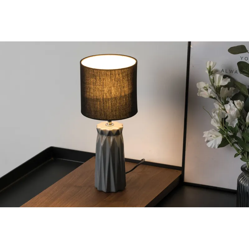 Lampe à poser Sandy Glow max20W E14 Blanc/Gris 230V tissu/céramique