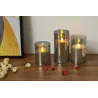 Kit 3 bougies cire Classy Smokey candle Pile Gris/Blanc verre/cire