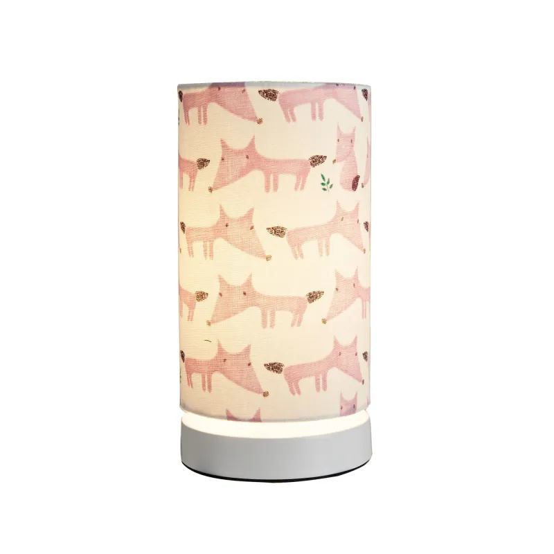 Cute Fox Lamp Lampe à poser max.20W E27 Blanc/Rose 230V tissu/métal