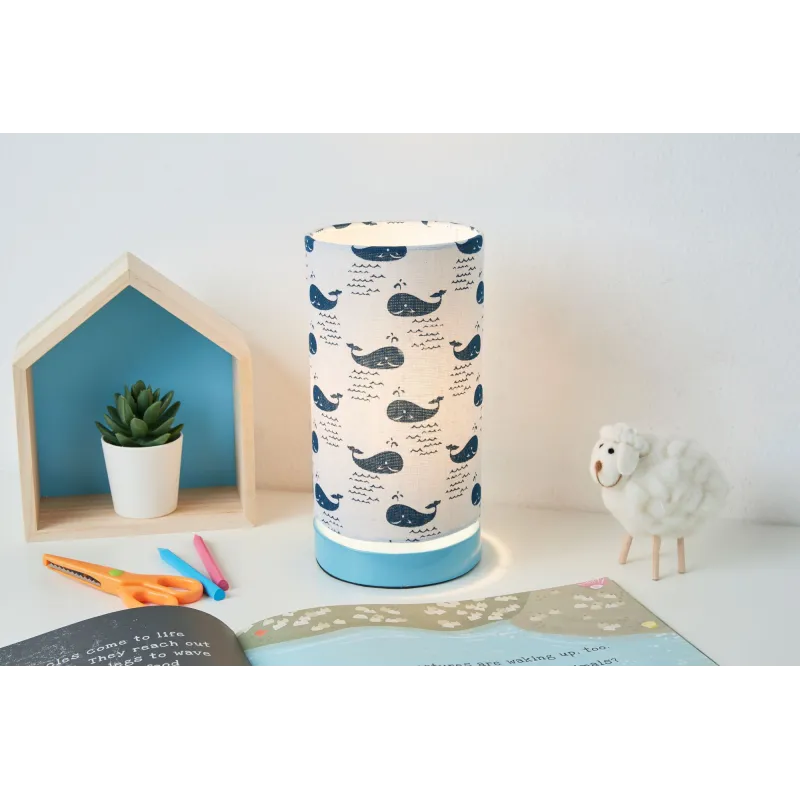 Cute Whale Lamp lampe à poser max.20W E27 Blanc/Bleu 230V tissu/métal