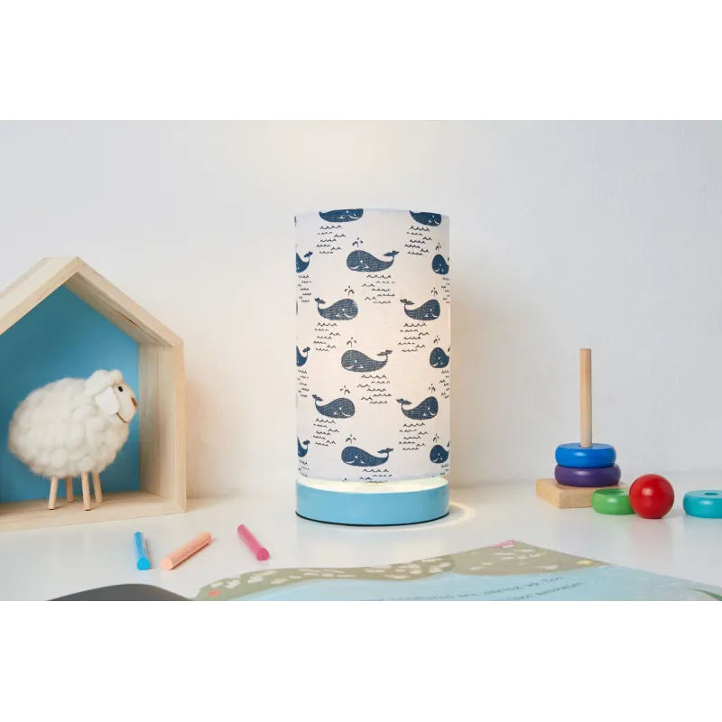 Cute Whale Lamp lampe à poser max.20W E27 Blanc/Bleu 230V tissu/métal