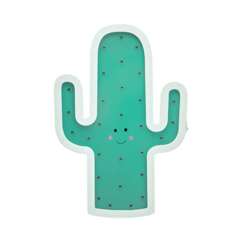 Lovely Cactus lamp Applique Pile Blanc/Vert bois