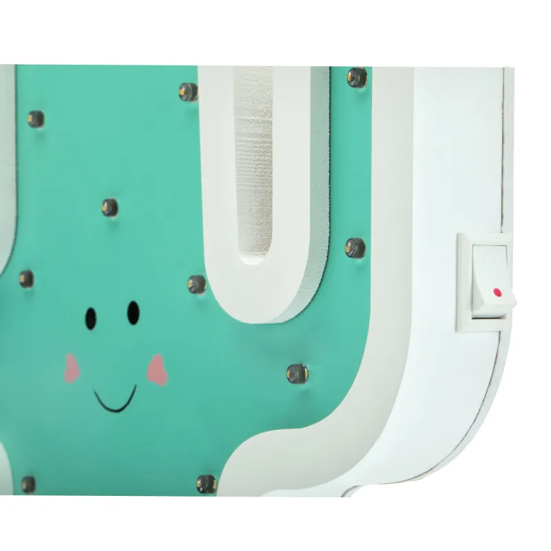 Lovely Cactus lamp Applique Pile Blanc/Vert bois