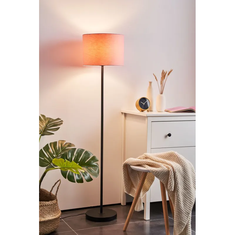 Grand Reverie Lampadaire max20W E27 Noir/Rose 230V Tissu/métal