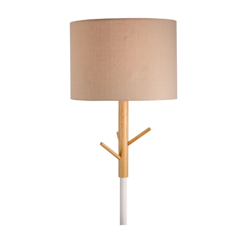Grand Romance Lampadaire max20W E27 Blanc/Beige 230 V tissu/métal/bois