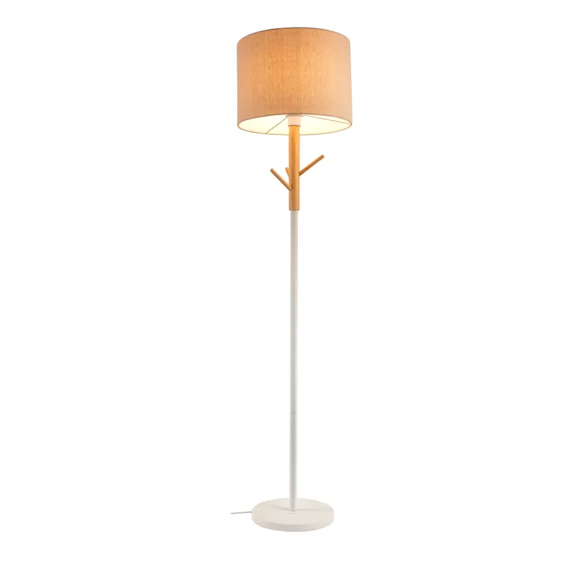 Grand Romance Lampadaire max20W E27 Blanc/Beige 230 V tissu/métal/bois