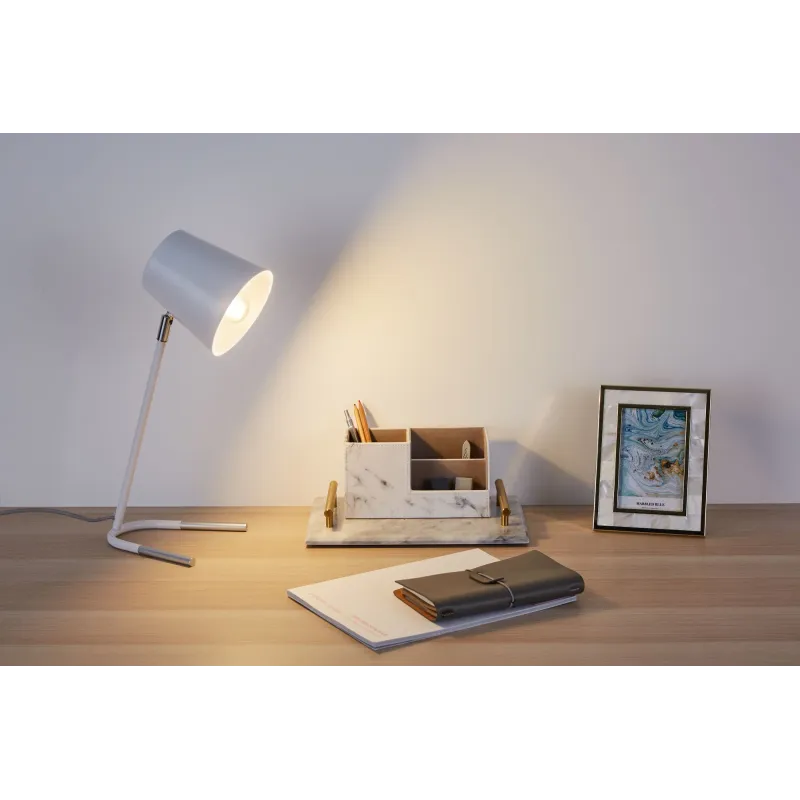 True Glow Lampe à poser max20W E14 Blanc/Argent 230V Métal