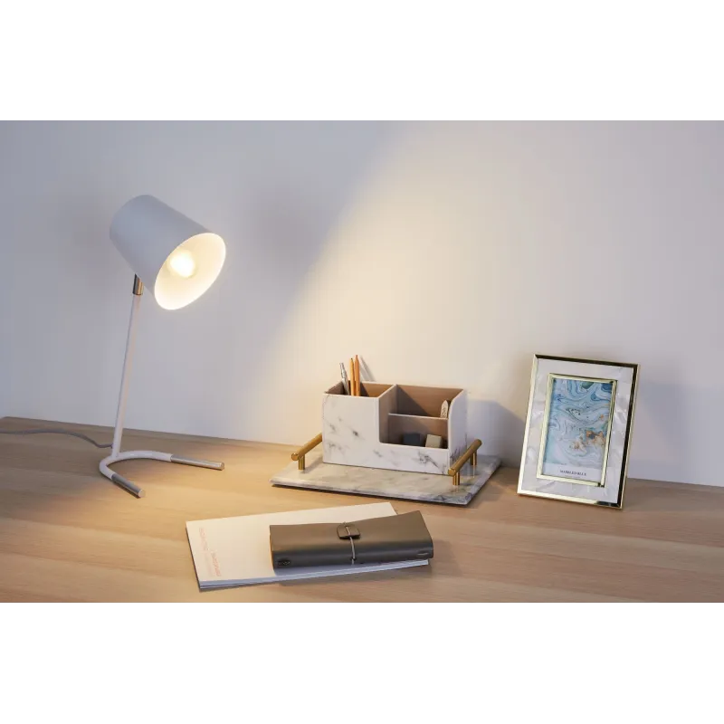 True Glow Lampe à poser max20W E14 Blanc/Argent 230V Métal