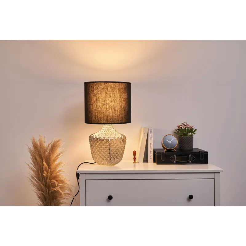 Brilliant Jewel Lampe à poser max20W E27 Verre fumé//Noir 230V Verre/tissu