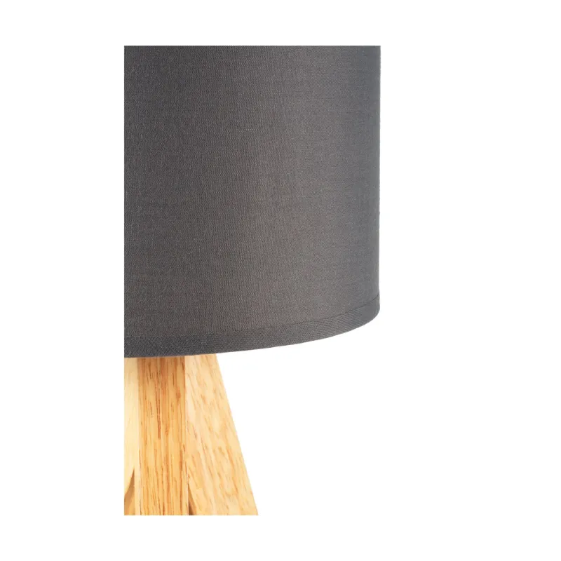 Wood Love Lampe à poser max20W E14 Gris 230V Bois/tissu