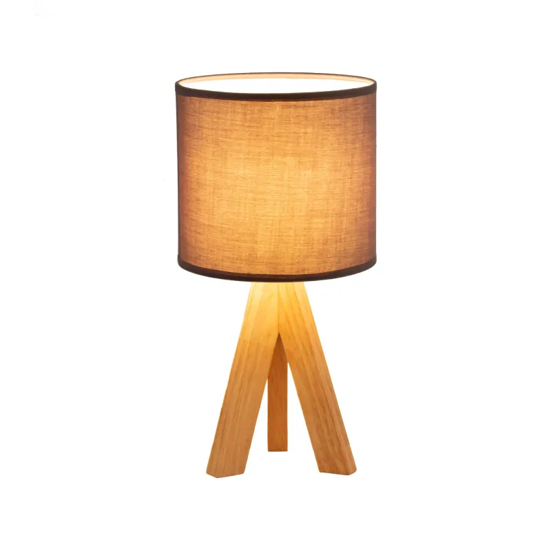 Wood Love Lampe à poser max20W E14 Gris 230V Bois/tissu