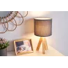 Wood Love Lampe à poser max20W E14 Gris 230V Bois/tissu