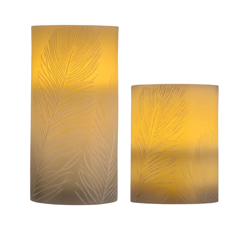 Cosy Feather Candle Bougie de cire x2 Kit Minuterie pile Gris Cire
