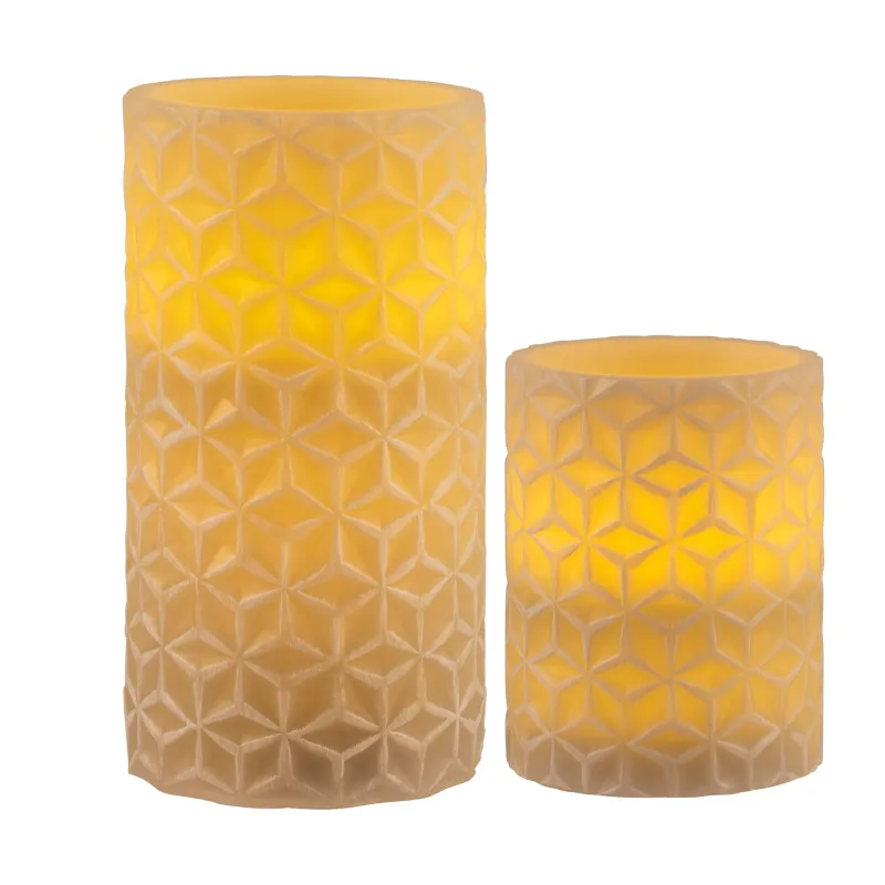Cosy Ornament Candle bougie de cire x2 Kit Minuterie pile Beige Cire