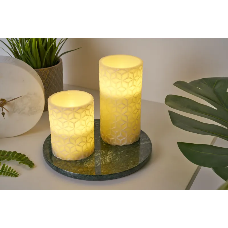 Cosy Ornament Candle bougie de cire x2 Kit Minuterie pile Beige Cire