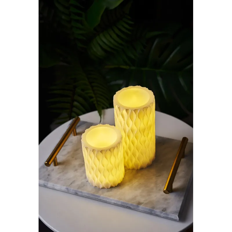 Cosy Pearl Candle Bougie de cire x2 Kit Minuterie pile Blanc Cire