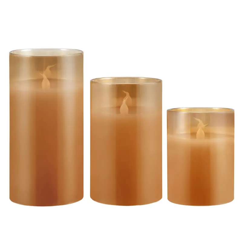 Classy Golden Candle Bougie de cire x2 Kit Minuterie pile Doré Verre/Cire