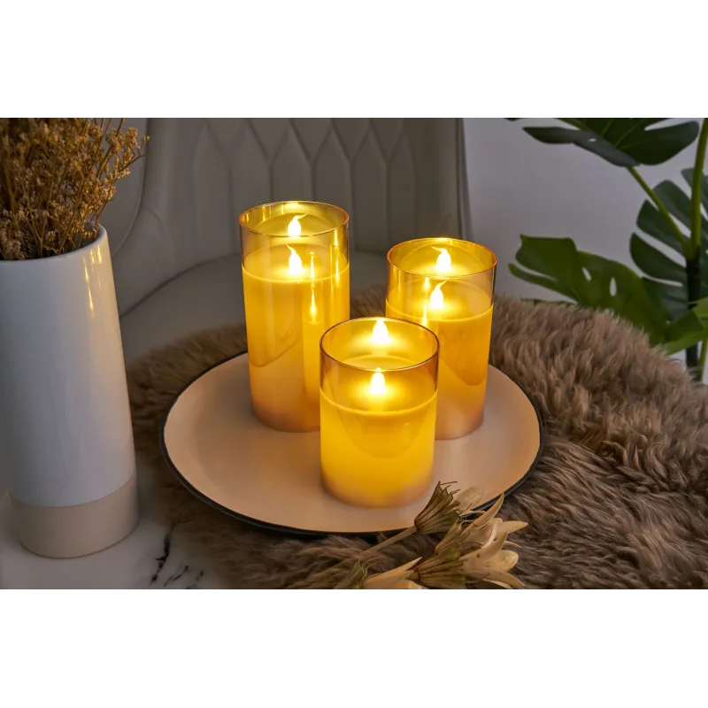 Classy Golden Candle Bougie de cire x2 Kit Minuterie pile Doré Verre/Cire