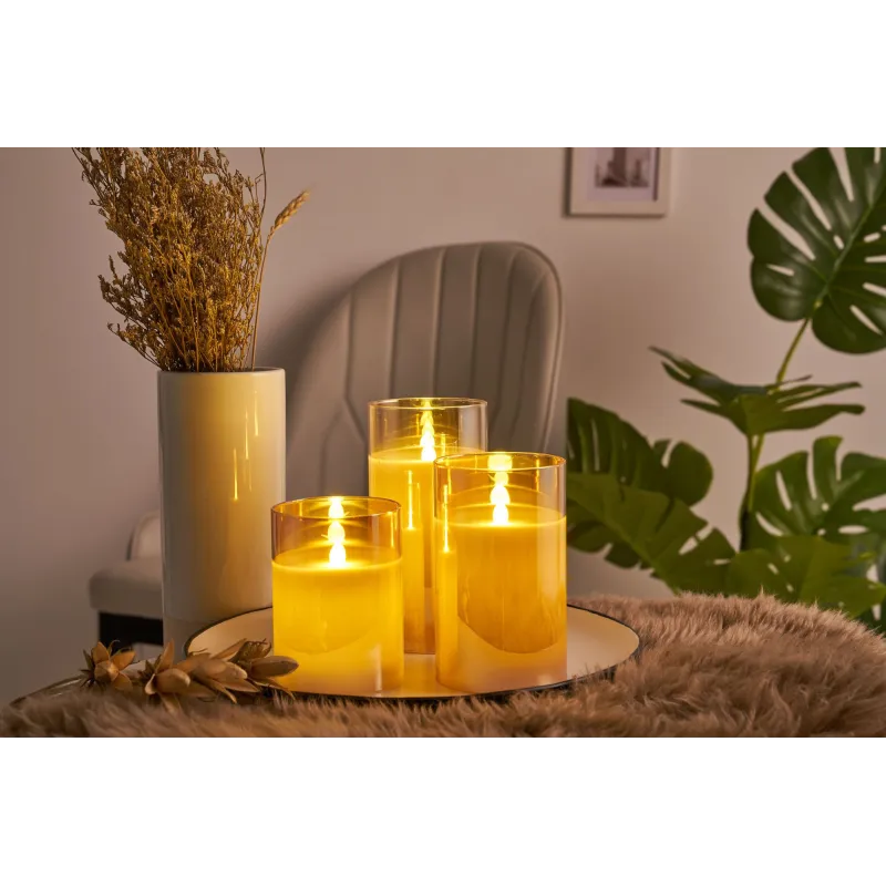 Classy Golden Candle Bougie de cire x2 Kit Minuterie pile Doré Verre/Cire