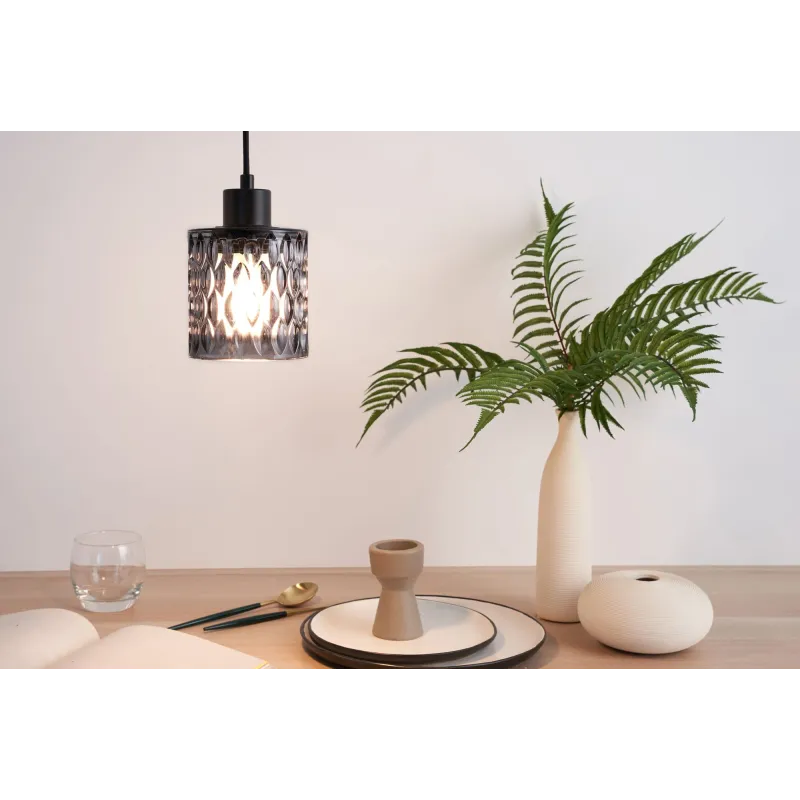 Gleaming Magic Suspension max20W E27 Noir/Verre fumé 230V Verre