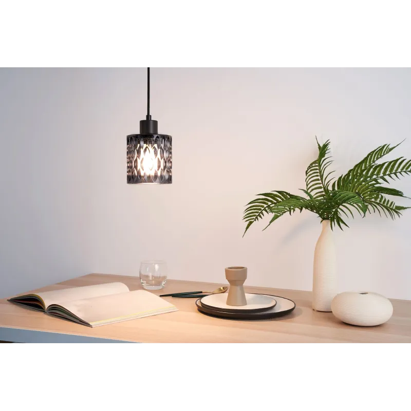 Gleaming Magic Suspension max20W E27 Noir/Verre fumé 230V Verre
