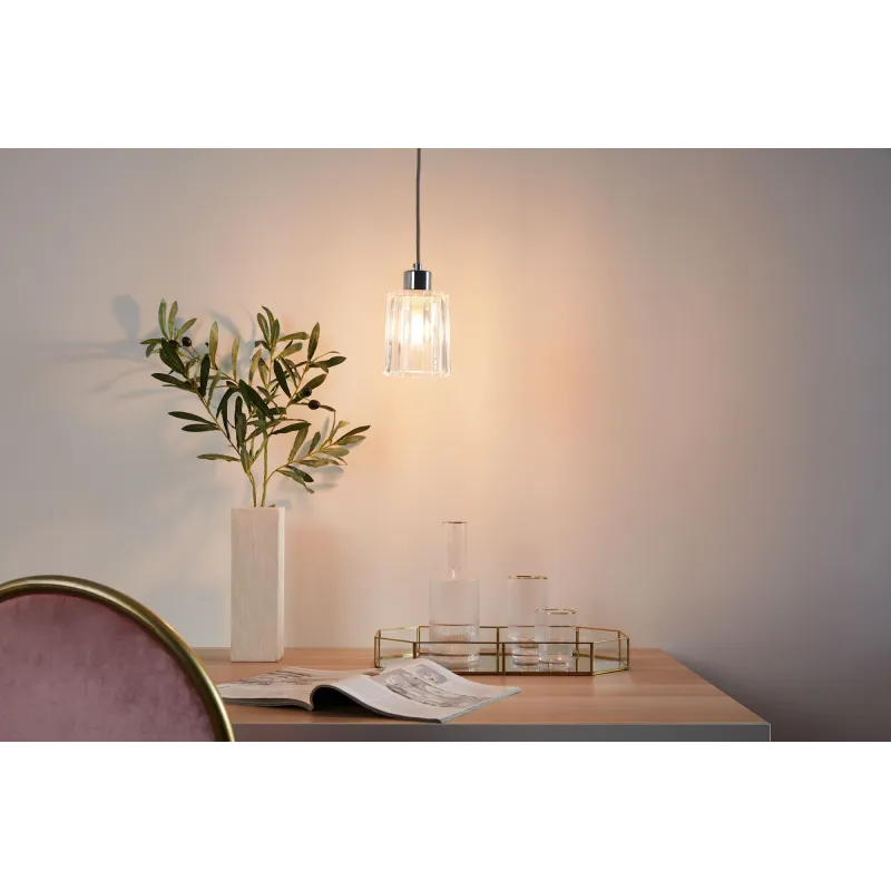 Gleaming White Suspension max20W E27 Verre/Chromr 230V Verre