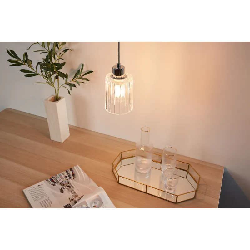 Gleaming White Suspension max20W E27 Verre/Chromr 230V Verre