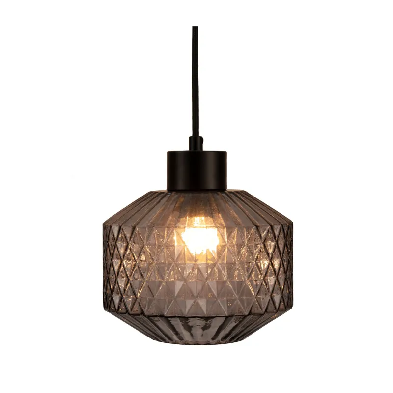 Gleaming Smoke Suspension max25W E27 Verre/Verre fumé/Noir 230V