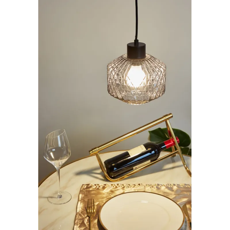 Gleaming Smoke Suspension max25W E27 Verre/Verre fumé/Noir 230V