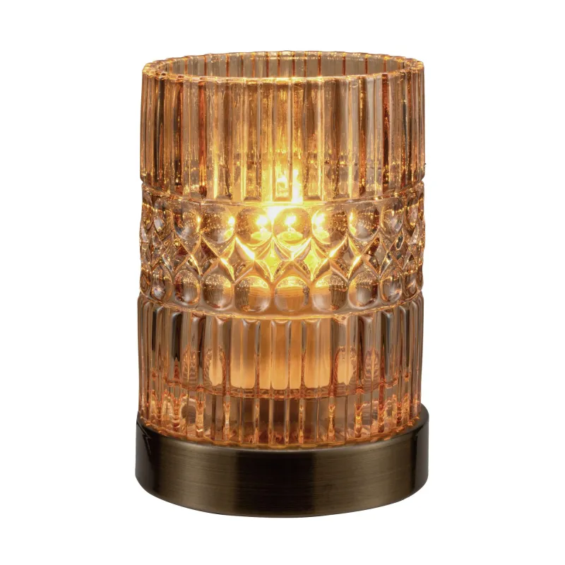 Crystal Elegance Lampe à poser max25W E27 Verre/ambre/Laiton 230V