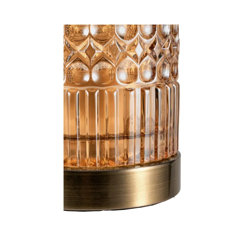 Crystal Elegance Lampe à poser max25W E27 Verre/ambre/Laiton 230V