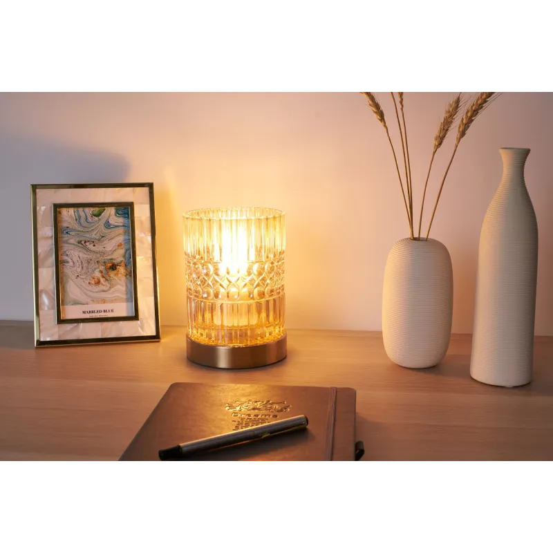 Crystal Elegance Lampe à poser max25W E27 Verre/ambre/Laiton 230V