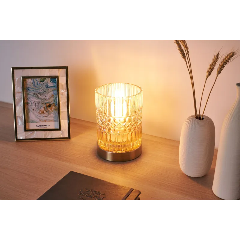 Crystal Elegance Lampe à poser max25W E27 Verre/ambre/Laiton 230V