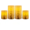 Glowing Glitter Candle kit 2 bougie cire Pile minuterie Blanc/Paillettes Doré Cir