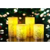 Glowing Glitter Candle kit 2 bougie cire Pile minuterie Blanc/Paillettes Doré Cir