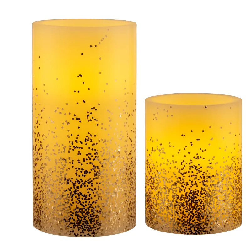 Golden Glitter Candle kit 4 bougies Cire Pile minuterie Blanc/Paillettes Doré Cir