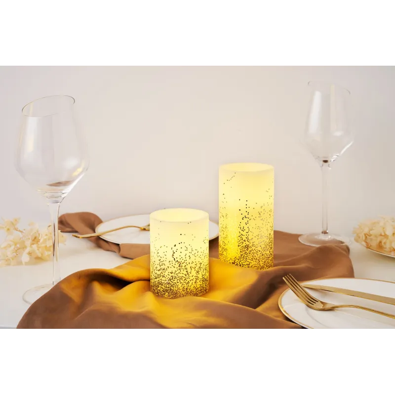 Golden Glitter Candle kit 4 bougies Cire Pile minuterie Blanc/Paillettes Doré Cir