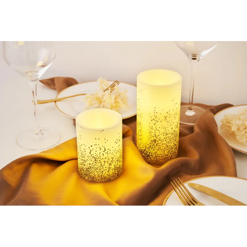 Golden Glitter Candle kit 4 bougies Cire Pile minuterie Blanc/Paillettes Doré Cir