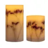 Shiny Bloom Candle kit 2 bougie cire Pile minuterie Blanc/fleurs Cire