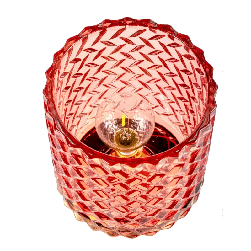 Sweet Glamour Lampe à poser mobile Minuterie pile rose Verre/métal